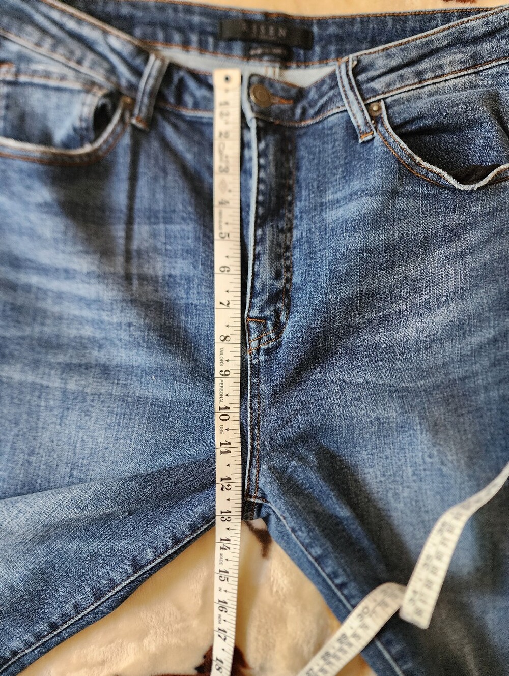 Risen High-Rise Distressed Skinny Jeans - Blue. Size 15/32. Like New Condition. - Picture 9 of 12